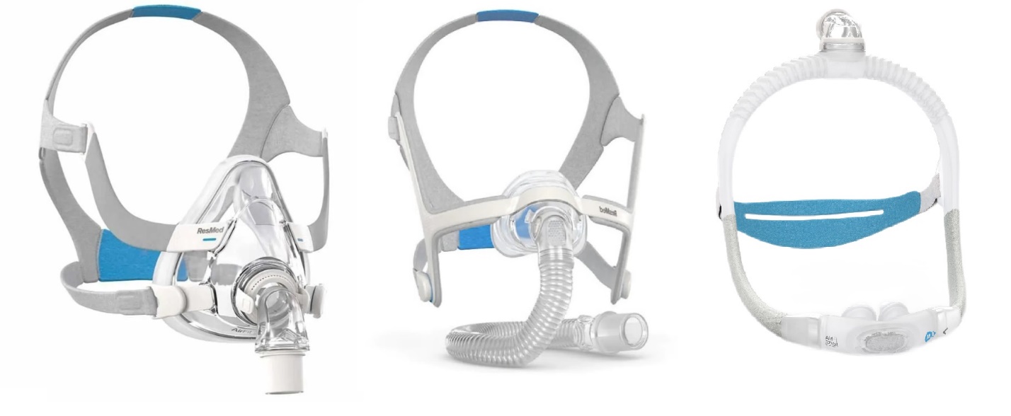 Различные типы масок СИПАП: назальные СИПАП-маски, канюльные СИПАП-маски                        и рото-носовые СИПАП-маски
